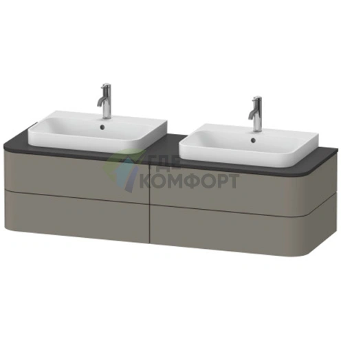 Подвесная тумба Duravit Happy D.2 Plus 408x1600x550 мм с 4 ящиками в цвете Stone Grey Satin Matt (HP4964B9292) - фото 1