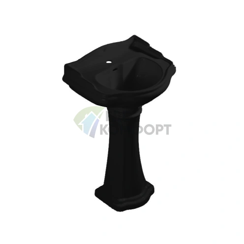 Раковина KERASAN Retro 73 73x54см с 1 отв цвет черный глянцевый с колонной (104704*1) - фото 3