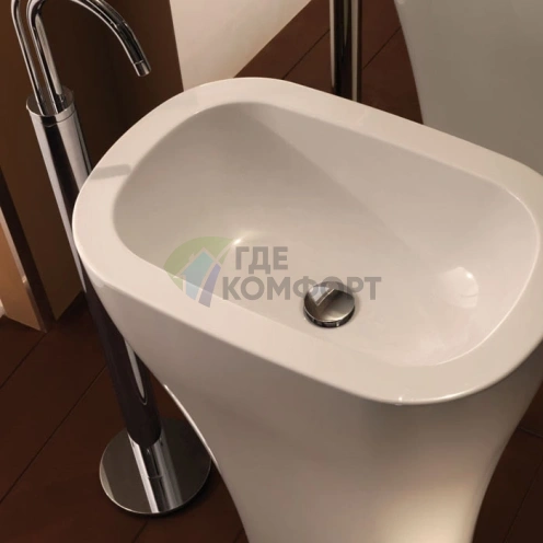 Отдельностоящая раковина KERASAN Aquatech 60 см с креплением и сифоном, белая (374201) - фото 2