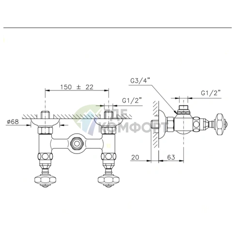 Смеситель для душа Nicolazzi Teide с хромированной ручкой Crystal Handle (1925CR15) - фото 2