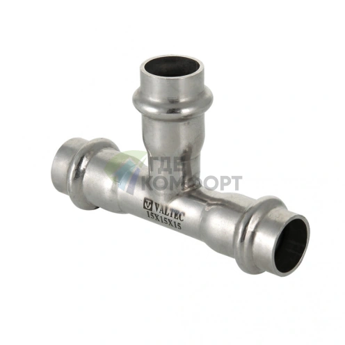 Пресс-тройник 22 х 18 х 22 мм из нержавеющей стали VTi.931.I.221822 VALTEC (ВАЛТЕК) - фото 1
