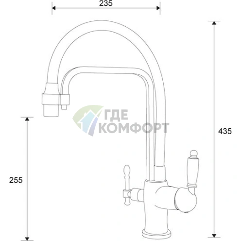 Кухонный смеситель Zorg ZR 342-6 YF Black - фото 2
