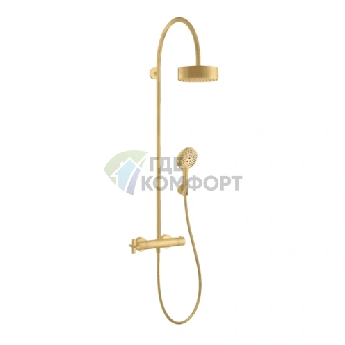 Душевая стойка AX Citterio с термостатом и верхним душем в шлифованном золоте (39670250) - фото 1