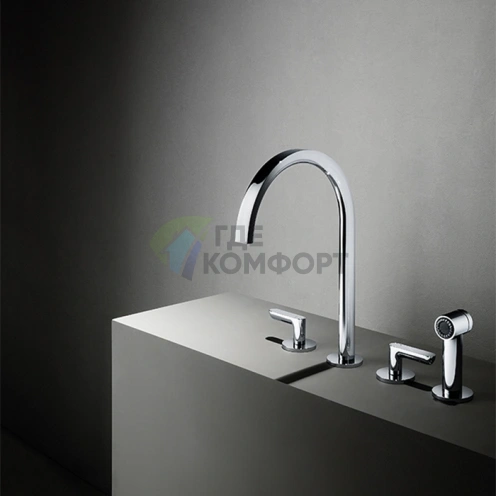 Кухонный смеситель Fantini Icona Deco с ручным душем и хромированным покрытием (53 02 R151) - фото 1