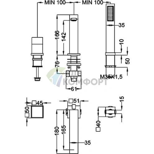Смеситель для ванны Cezares Levico LEVICO-BVD-01-Cr накладной - фото 2
