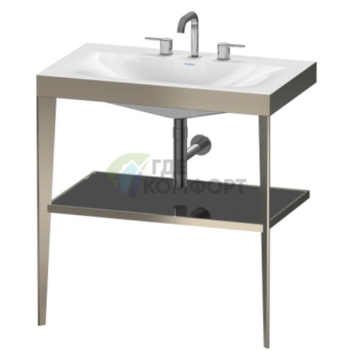 Консоль напольная Duravit XViu с раковиной без перелива и полкой, цвет шампань матовый/черный глянцевый лак (XV4715TB140) - фото 1