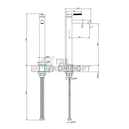 Gessi Ingranaggio: Высокий смеситель для раковины с коротким изливом без донного клапана в цвете Brushed Brass PVD (63504#727) - фото 2