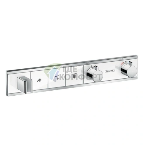 Встраиваемый термостат для душа Hansgrohe RainSelect на 3 источника с держателем (белый/хром) (15356400) - фото 1