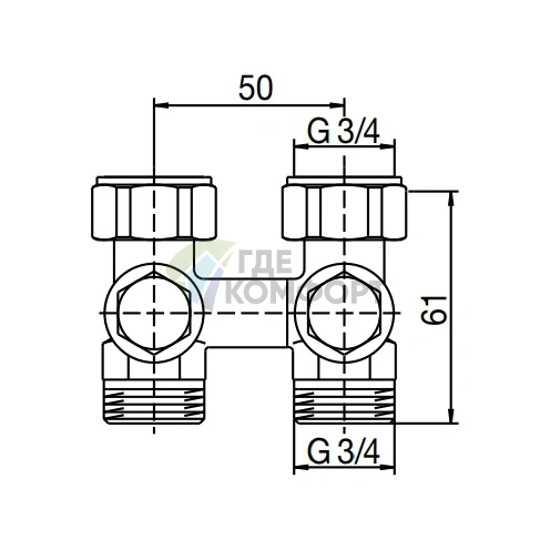Узел нижнего подключения Oventrop Multiflex V ZB 3/4 AG 1016241 прямой - фото 2