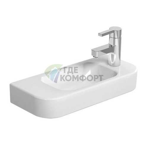 Раковина DURAVIT Happy D2 50х22 см белая с отверстием под смеситель справа без слива-перелива (711500008) - фото 1