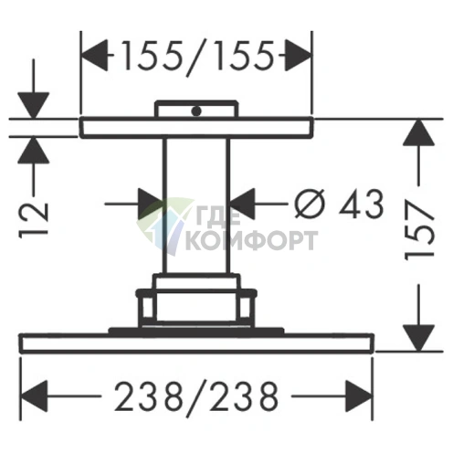 Верхний душ AX ShowerSolution, 250x250 мм, хром (потолочный монтаж, держатель 100 мм) (35308000) - фото 2