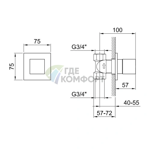 Запорный вентиль Fantini AR/38 3/4 хром (38 02 3990B) - фото 2