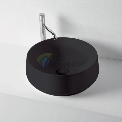 Раковина накладная KERASAN F10 черная матовая без отверстия под смеситель (460431) - фото 1