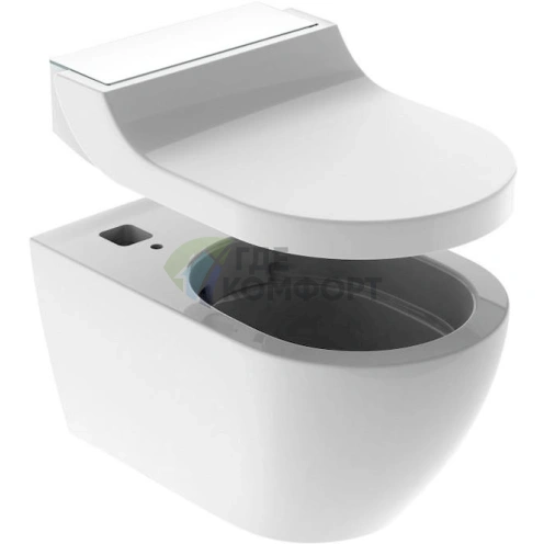 Подвесной унитаз Geberit AquaClean Tuma Comfort с панелью из белого стекла - фото 2