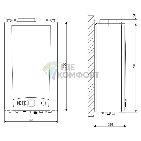 Газовый настенный двухконтурный котел Roda VorTech Duo OC24 - фото 2