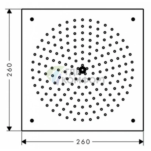 Верхний душ Hansgrohe Raindance 260x260 с технологией RainAir и 1jet (хром, требует доукомплектации) (26472000) - фото 2