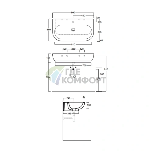 Подвесная раковина SIMAS E-LINE 900x480 мм с отверстием под смеситель, белая - фото 2