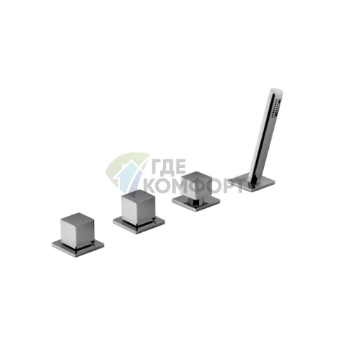 Смеситель Fantini Mint для борта ванны с ручным душем (2 входа, 4 отверстия) (34 93 F167) - фото 1