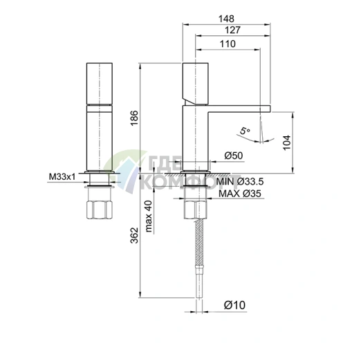 Смеситель для раковины Fantini Milano с хромированным покрытием и высоким изливом (31 02 3004WF) - фото 2