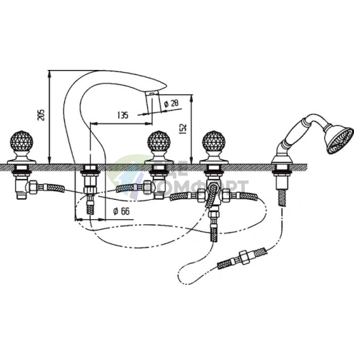 Смеситель Cezares Atlantis ATLANTIS-BVD-01-Sw для установки на борт ванны - фото 3
