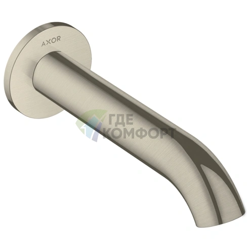 Излив для ванны AX Uno настенный, 178 мм, шлифованный никель (38411820) - фото 1