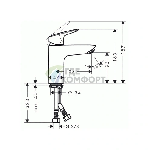 Смеситель для раковины Hansgrohe Logis с донным клапаном Push-Open, хром (71107000) - фото 2
