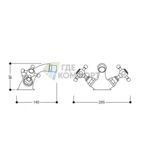 Kerasan Retro: Стильный смеситель для биде в золотом исполнении (739091 oro) - фото 2