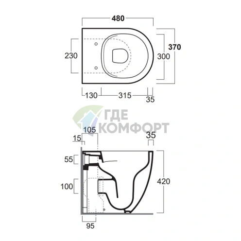 Унитаз напольный SIMAS Vignoni XS 37х48 см белый (VI26bi) - фото 2