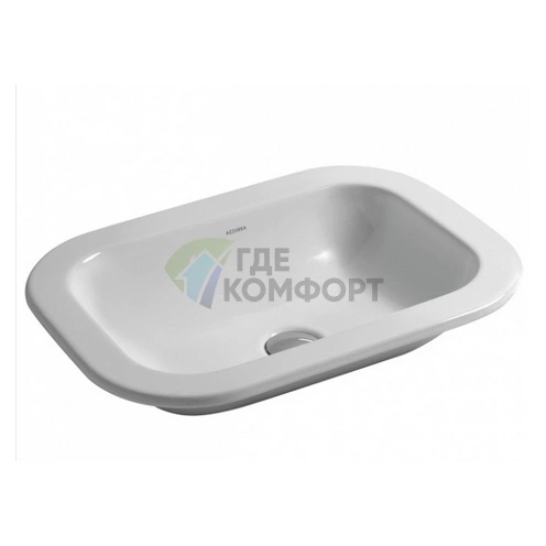 Встраиваемая раковина AZZURRA GLAZE 50x40 см, белая, без отверстия под смеситель - фото 1