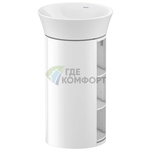 Тумбочка напольная Duravit White Tulip с двумя деревянными полками, 751x350x410 мм, белый высокоглянцевый (WT423908585) - фото 1