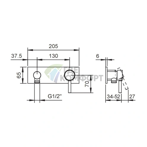 Смеситель для душа Fantini Nostromo встраиваемый (нержавеющая сталь) (50 93 E888B) - фото 2