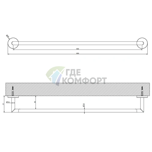 Полотенцедержатель Gessi Tondo 60 см (Finox Brushed Nickel) (63703#149) - фото 2