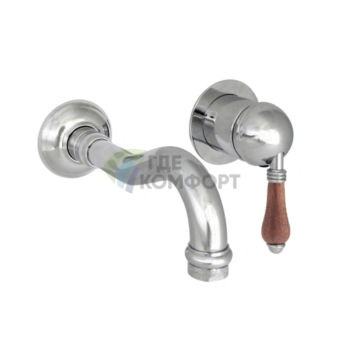 Смеситель для умывальника Nicolazzi Forest однорычажный встраиваемый с деревянными ручками и изливом 175 мм, хром (3478CR77) - фото 1