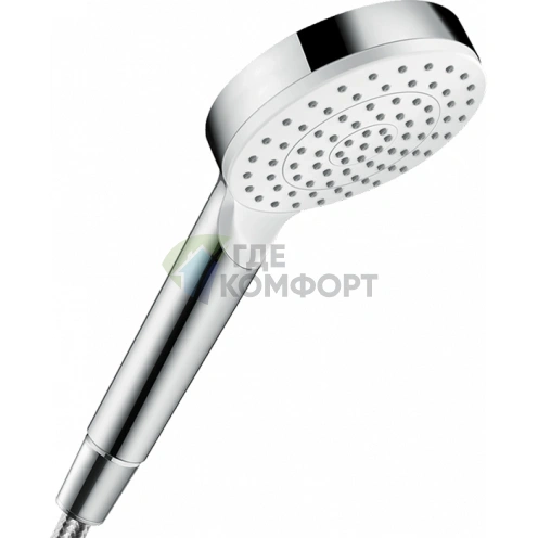 Ручной душ HG Crometta 100 мм с технологией EcoSmart, белый/хром (26334400) - фото 1