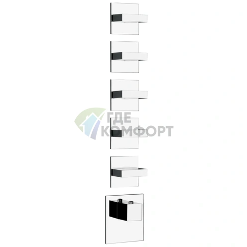 Встраиваемый термостат Gessi Rettangolo с 5 выходами, подключение 3/4, хром (43220#031) - фото 1