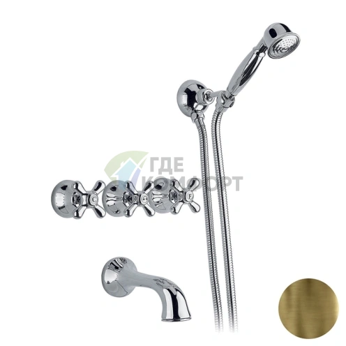 Смеситель для ванны Nicolazzi Nuova Brenta трехвентильный встраиваемый с душевой лейкой, бронза (2503BZ) - фото 1