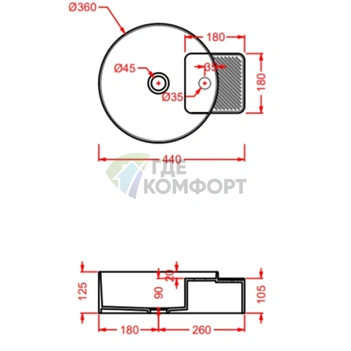 Накладная раковина Artceram Cartesio 44x36 см без отверстия, цвет шампань (CAL004 02 99) - фото 2