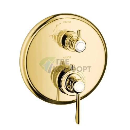 Термостат AX Montreux с запорным вентилем и рычаговой рукояткой, силумин, полированное золото (16801990) - фото 1