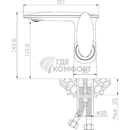 Смеситель Rossinka RS30-11B для раковины с донным клапаном - фото 3