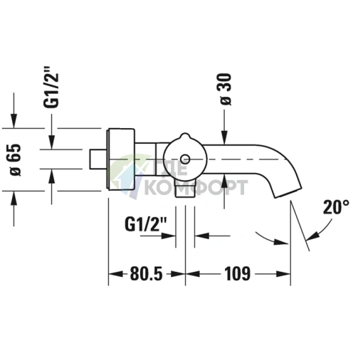 Термостатический смеситель для ванны Duravit C.1 настенный с запорным переключателем, хром (C15220000010) - фото 2