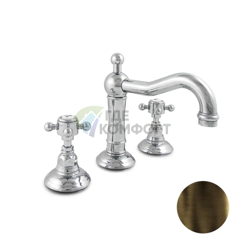 Смеситель для раковины Nicolazzi Half Dome на 3 отверстия с донным клапаном, цвет тёмная бронза (1409DB70) - фото 1