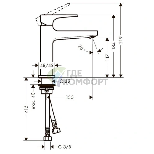 Смеситель для раковины Hansgrohe Metropol с донным клапаном Push-open, хром (74507000) - фото 2