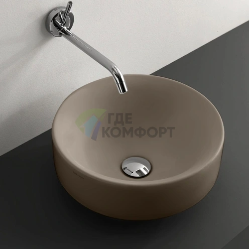 Раковина круглая Kerasan Cento 45 см без отверстия под смеситель и перелива, накладная/встраиваемая, цвет Nocciola (355781 Nocciola *0) - фото 1