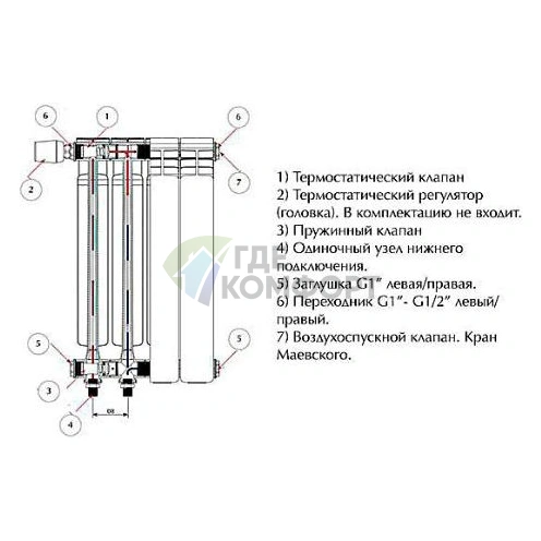 Биметаллический радиатор RIFAR Monolit Ventil 350 6 секций НП правое - фото 3