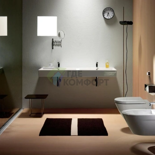 Раковина GSI Kube Двойная 150x50 с переливом, без отверстий под смеситель, белая - фото 1