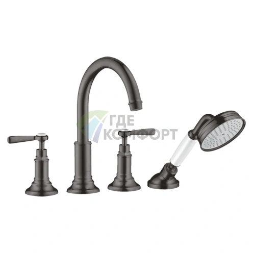 Смеситель AX Montr для ванны настенный, 4 отверстия, шлифованный черный хром (16550340) - фото 1