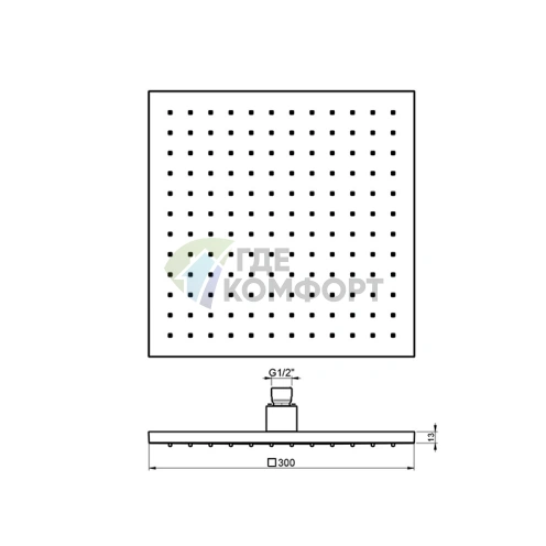 Душевая лейка Almar EcoAir SQUARE 300x300 мм, латунь, хром (E044122.CR) - фото 2