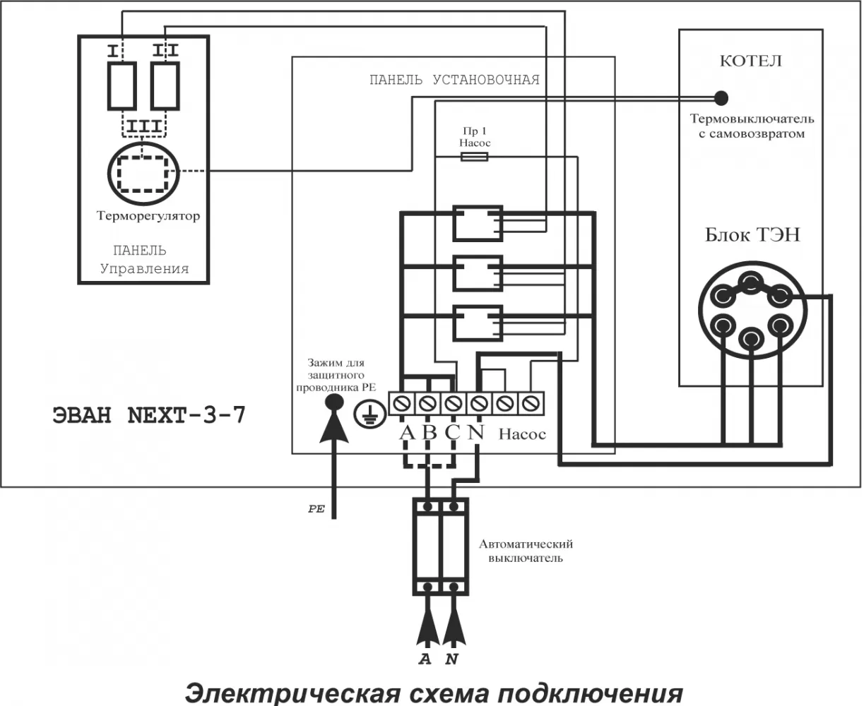 Подключение котла эван next 9