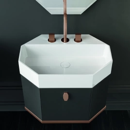 VITAGE milldue edition Раковина CRYSTAL 664х472х120 мм, без перелива, c 3 отверстиями для смесителя, Ceramilux, с донным клапаном, цвет бел глянцевый (7643.J17.3 (С МЕБЕЛЬЮ))