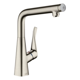 Hansgrohe Metris Select M71 Кухонный смеситель на 1 отв, однорычажный, Eco, 1jet, цвет под сталь (14785800)